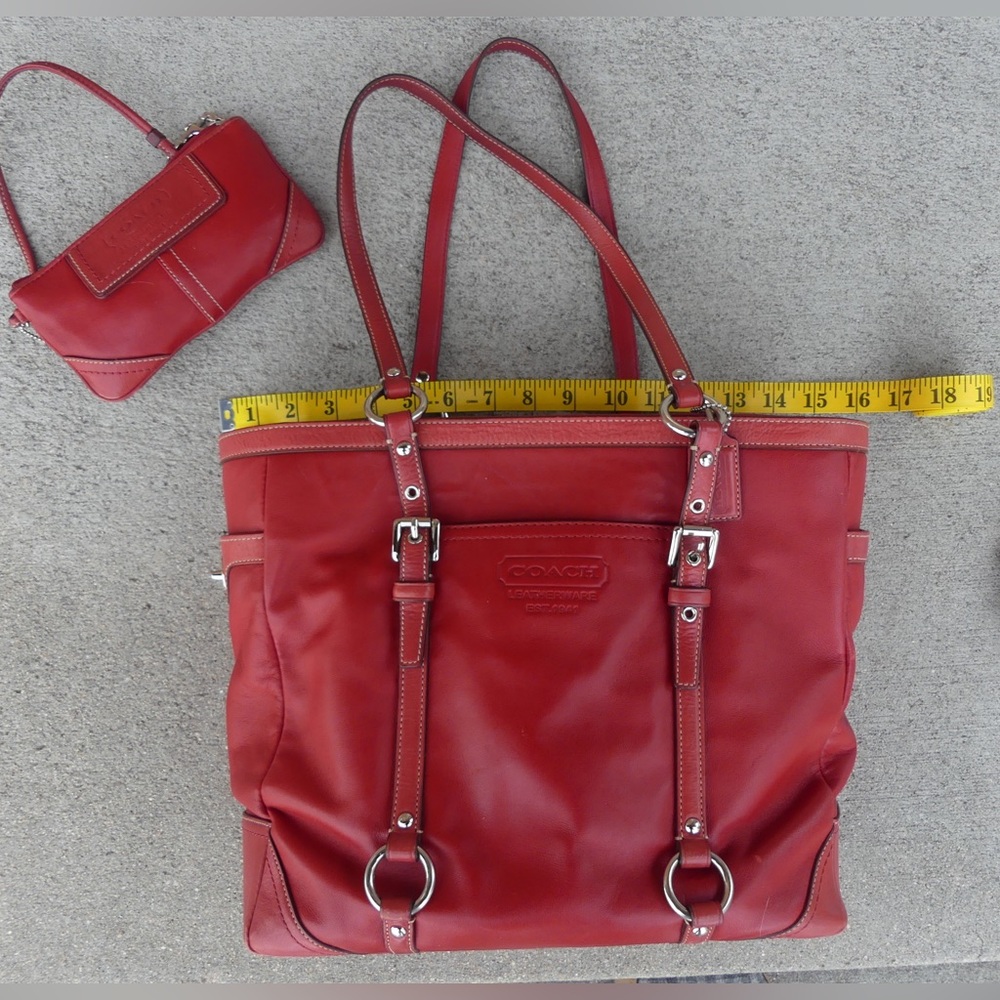 Vintage Red Leather Coach Tote.